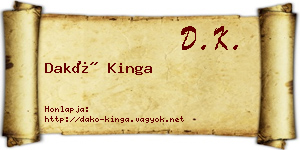 Dakó Kinga névjegykártya